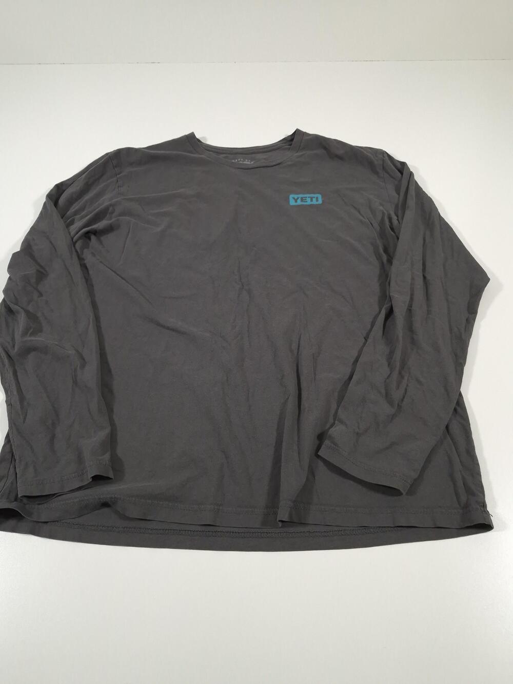 Yeti Shirt Mens XL Gray Long Sleeve Bear Cooler Graphic Camping Tee Tagless